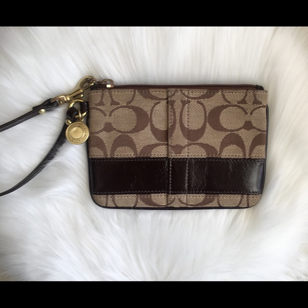 COACH Legacy Edition Brown Wristlet